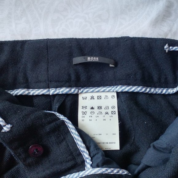 Navy Straight Leg Wool Trousers Dress Pants - Picture 5 of 5